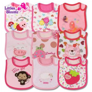 9pcs/set Baby Girl Boy Feeding Bibs Waterproof Apron Cartoon Towel Kids Toddler Dinner baberos Bandanas Burp Cloths