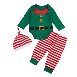 New High Quality Baby Boy Girl Autumn Christmas xmas Clothes Set Toddler Baby Boys Girls Romper Pant Hat Outfits Clothes
