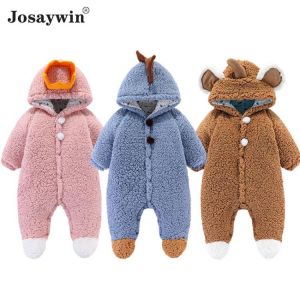 Baby Winter Romper Outfit Newborn Kids Clothes Girl Boys Jumpsuit Kids Warm Velvet Long Sleeve Bear Hooded Toddler Romper