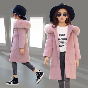 Children New Kids Girl Overcoat Windproof  Wool Winter fashion Coat for Teens Girls Jacket Thick Long Outerwear 10 13 14 years