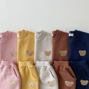 Spring Autumn Baby Sportswear Toddler Boys Casual Long Sleeve Infant Girls Cute Little Bear Pattern Two-piece Suit 2021 New