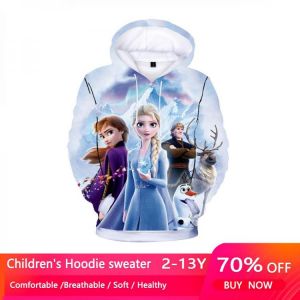 New Spring Autumn Elsa Anna Kids Baby Boys Girls Toddlers 3D Printing Hoodies Cartoon Tracksuit Children Clothing Sweatshirts