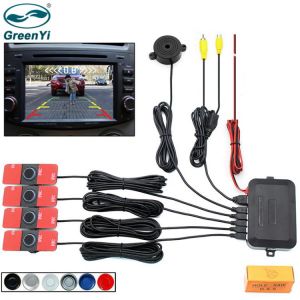 GreenYi Car Video Parking Sensor Reverse Radar Detector System 13mm Original Flat Sensors Can Connect Car DVD Monitor Rear Camer