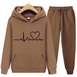 Autumn Winter 2 Pieces Set Women's Tracksuits Fleece Pullover Hoodies+Pants Suit Warm Love Itself Sweatshirt Suit Woman/man
