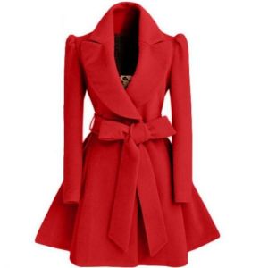 Korean women's woolen windbreaker Overcoat jacket coats Red XL autumn and winter long windbreaker Overcoat fashion coat jacke