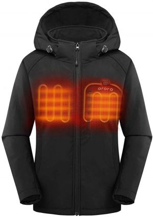 ORORO Women's Slim Fit Heated Jacket with Battery Pack and Detachable Hood