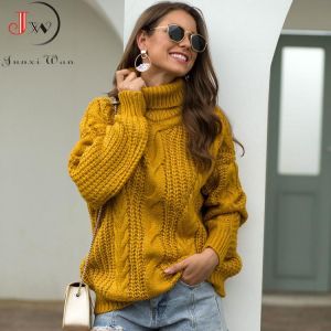 2021 Autumn Winter Women Turtleneck Sweater Loose Oversized Elegant Warm Knitted Pullovers Fashion Solid Tops Knitwear Jumper