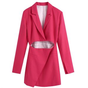 Slim Fit Blazer Dress New Notched Long Sleeve Women Fashion Dress Hollow Waist Personality Design Dress Solid Color Autumn Wear