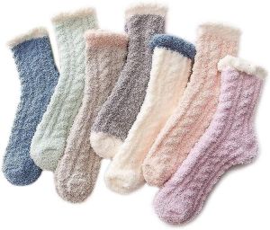 Fuzzy Warm Slipper Socks Women Super Soft Microfiber Cozy Sleeping Socks 6 or 5 Pairs