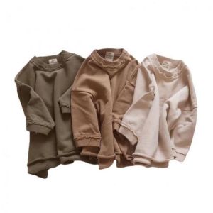 2021 Toddler Kids Fashion Solid Colour Cotton Sweatshirt  Boys And Girls Long Sleeve Casual Pullover Baby Autumn Outer Clothes