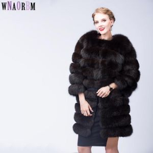 2021 Fashion Ladies Long Fur Coat Cold Winter Warm Fashion Real Fur Coat Abrigos Mujer Kurtka Zimowa Fur Coat For W