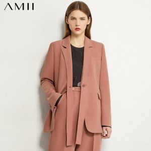 Amii Minimalism Autumn Winter Suits For Women OLstyle Solid Lapel Blazer Women High Waist Ankel-length Women's Pants  1207034