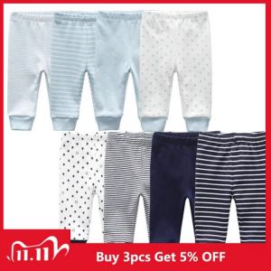 3/4PCS/LOT baby leggings Solid striped 3-12M Newborn Baby Pants Summer Cotton Infant boys Pants Unisex Baby Gril Trousers