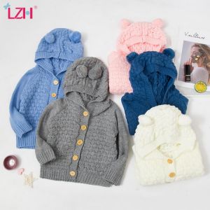 LZH 2021 Autumn Infant Hooded Knitting Jacket For Baby Clothes Newborn Coat For Baby Boys Girl Jacket Winter Kids Outerwear Coat