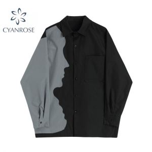 Women Blouse Trendy Korean Shirt Chic Side Panel Spliced Long Sleeve Single Breasted Casual Women Loose Tops 2021 Autumn Tide