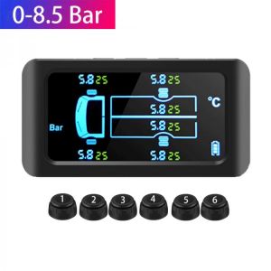 Universal Truck TPMS With 6 External Sensors 8.5 Bar Tire Pressure Monitor Solar Charging Monitor TMPS Tyre Pressure Sensor