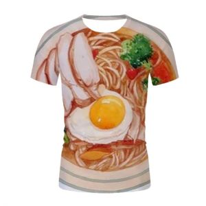 Funny Food T shirt women men t-shirt Cool Egg Noodle Printing 3D tshirt Ladys Short Sleeved O-neck Tops Harajuku Fashion Tees