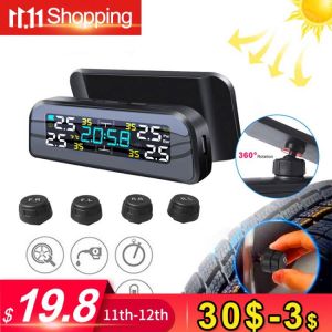TPMS Solar Power TPMS Car Tire Pressure Alarm 360 Adjustable Monitor Auto Security System Tyre Pressure Temperature Warning new
