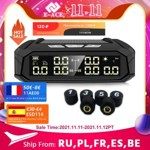 E-ACE Car TPMS Tire Pressure Monitoring System Auto Display Alarm Monitoring USB Charging Temperature Alert With 6 Sensors