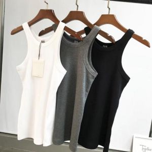 2020 spring rib tank white Black Sleeveless organic cotton Skinny Fitted Tops Tees Woman Fashion tops