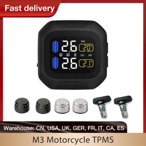 M3 Waterproof Motorcycle Real Time Tire Pressure Monitoring System TPMS Wireless LCD Display Internal or External TH/WI Sensors