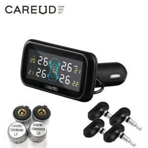 TPMS Auto Car Wireless Tire Pressure Monitoring System with 4 Internal/External Sensors LCD Display Monitor Cigarette Lighter