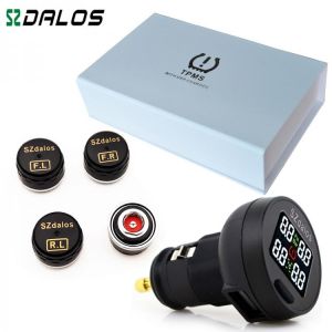 SZDALOS TP200 TPMS  Car Wireless Tire Pressure Monitoring System + 4 Mini Sensors  Cigarette Tyre Pressure Monitoring