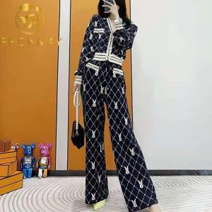 Knited Two Piece Set Women 2021 Autumn Winter Clothing Sets Casual Long Sleeve Sweater Cardigan + Wide Leg Long Pants Suits