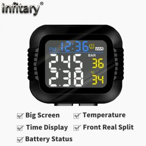 all in one place אלקטרוניקה infitary Motorcycle TPMS Tire Pressure Monitoring System F R 2 External Sensor Wireless LCD Display Moto Tyre Alarm Systems