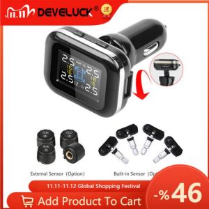 2021 Smart Car TPMS Upgraded Cigarette Lighter Digital LED tpms Angle Adjustable Car Tire Pressure Alarm System with USB Port