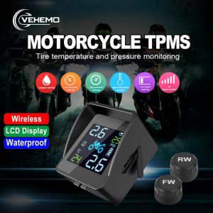 all in one place אלקטרוניקה Wireless Motorcycle TPMS Moto Tire Pressure Monitoring System LCD Time Display Tyre Temperature Monitor Alarm for Motorbike