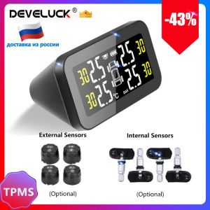TPMS Solar Power Intelligent Wireless 4 Tire Smart Car Pressure Monitor System accessories programming tool android headrest