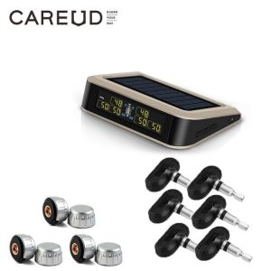 CAREUD Solar Bus RV Truck TPMS Wireless Tire Pressure Monitoring System With 6 External/Internal Sensors  Max 130 PSI