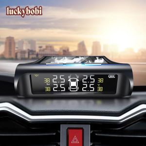 Car Smart TPMS Tire Pressure Sensor Solar Power Digital TMPS LCD Display USB Auto Security Alarm Tire Pressure Monitoring System