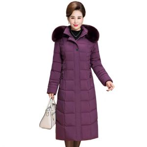 2021 New Winter Jacket Women Hooded Fur Collar X-long Thicken Middle-aged Womens Winter Coats Cotton Long Parkas High Quality