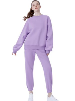 Casual Solid Tracksuit Women Sports 2 Pieces Set Fleece Sweatshirts Hoodies Pullover Suit 2021 Winter Home Sweatpants Outfits