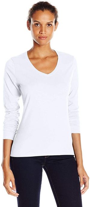 Hanes Women’s Perfect-T Long Sleeve V-neck T-shirt