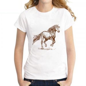 Women Tshirt 2021 Summer Horse Head Print female Tees Aesthetic Art Casual Harajuku Short sleeve tee tops for women Plus Size