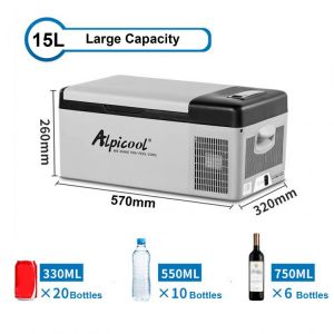Car Refrigerator 12/24V Freezer Cooler Compressor Adjustable Temperature Control for Outdoor Picnic Camping 15L/20L