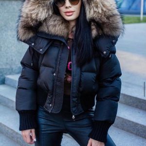 Women Cotton Padded Jacket Autumn Winter Fashion Warm Down Coats Long Sleeve Thick Zipper Fur Hooded Parkas Doudoune Femme 2021