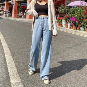Women's jeans high waist clothes wide leg denim blue streetwear retro quality 2021 fashion Harajuku straight leg pants