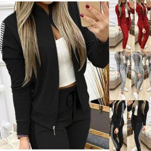 2021 Women Two Piece Set Outfits Autumn Women's Tracksuit Zipper Top And Pants Casual Sport Suit Winter 2 Piece Woman Set