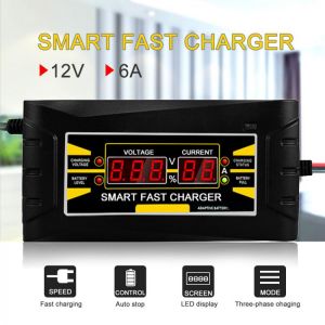 Full Automatic Car Battery Charger 110V/220V To 12V 6A/10A Smart Fast Power Charging For Wet Dry Lead Acid LCD Display EU Plug