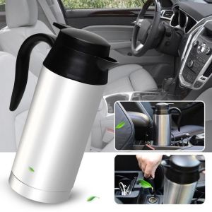 Vehicle Heating Cup 12/24V 750ml Travel Trip Stainless Steel Car Heating Cup Kettle Hot Water Pot Stainless Steel Large Capacity