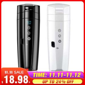 400ml Portable Car Heating Cup 12V 24V Electric Heat Water Cup LCD Display Kettle Coffee Tea Milk 304 Stainless Steel