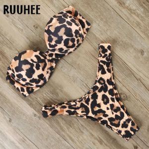 RUUHEE Bikini Swimwear Women Swimsuit 2021 Leopard Brazilian Bikini Set Push Up Bathing Suit Female Summer Beach Wear Biquini