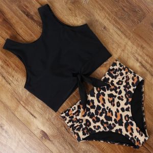 High Waisted Swimsuit Bikini 2021 Push Up Swimwear Women Sexy Bathing Suit Female Vest Bikini Set Leopard Swim Suit Beachwear