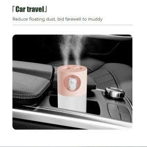 270ml Car Dual Spray Cool Mist Fogger Maker Home Office Air Humidifier Ultrasonic Cartoon LED Aroma Essential Oil Diffuser