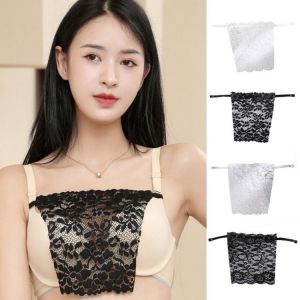 Women Floral Lace Camisole Cleavage Cover Clip-on Mock Snappy Bra Overlay Panel