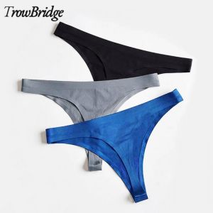 TrowBridge Sexy Seamless Thong Panties Sport Women's Lingerie Hot Sale G-Strings Flexible Thongs Satin Silk Underwear Underpa